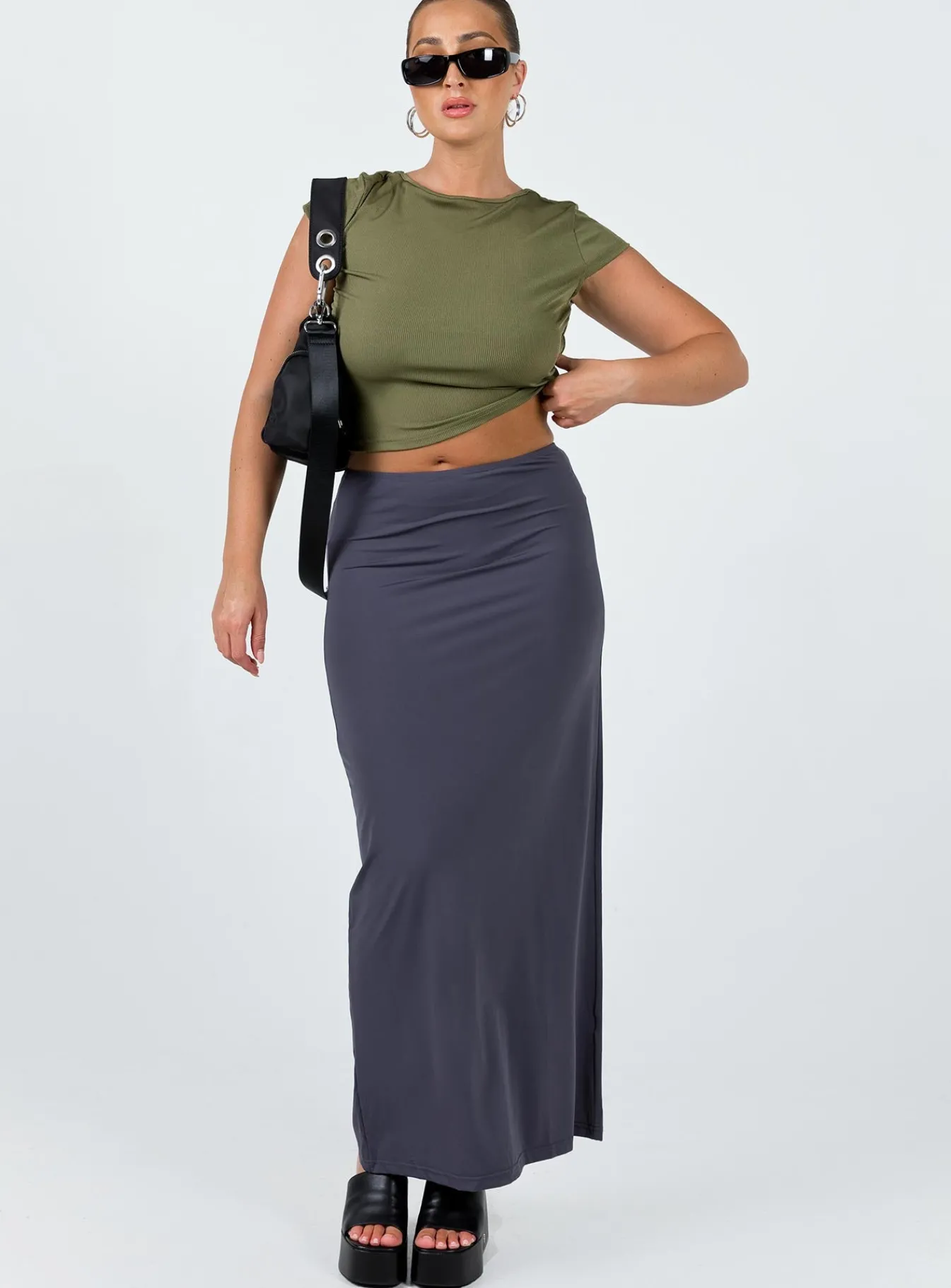 Princess Polly Chipla Maxi Skirt Slate Sale