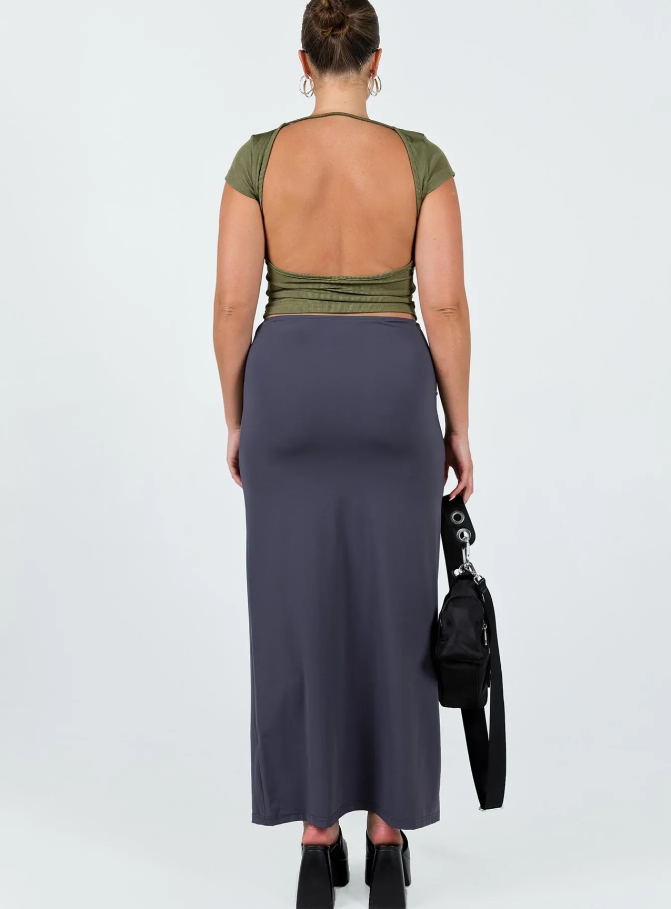 Princess Polly Chipla Maxi Skirt Slate Sale
