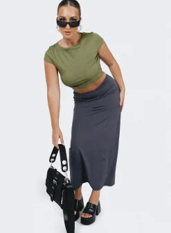 Princess Polly Chipla Maxi Skirt Slate Sale