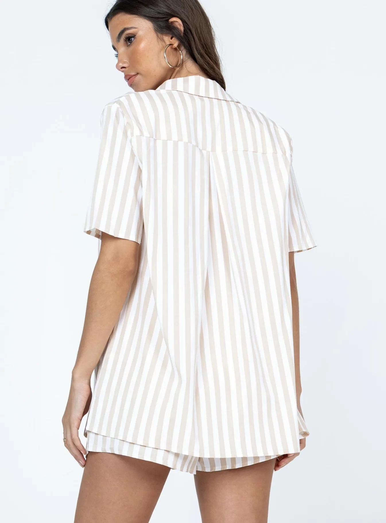 Princess Polly Chloe Short Sleeve Set Beige Stripe Online