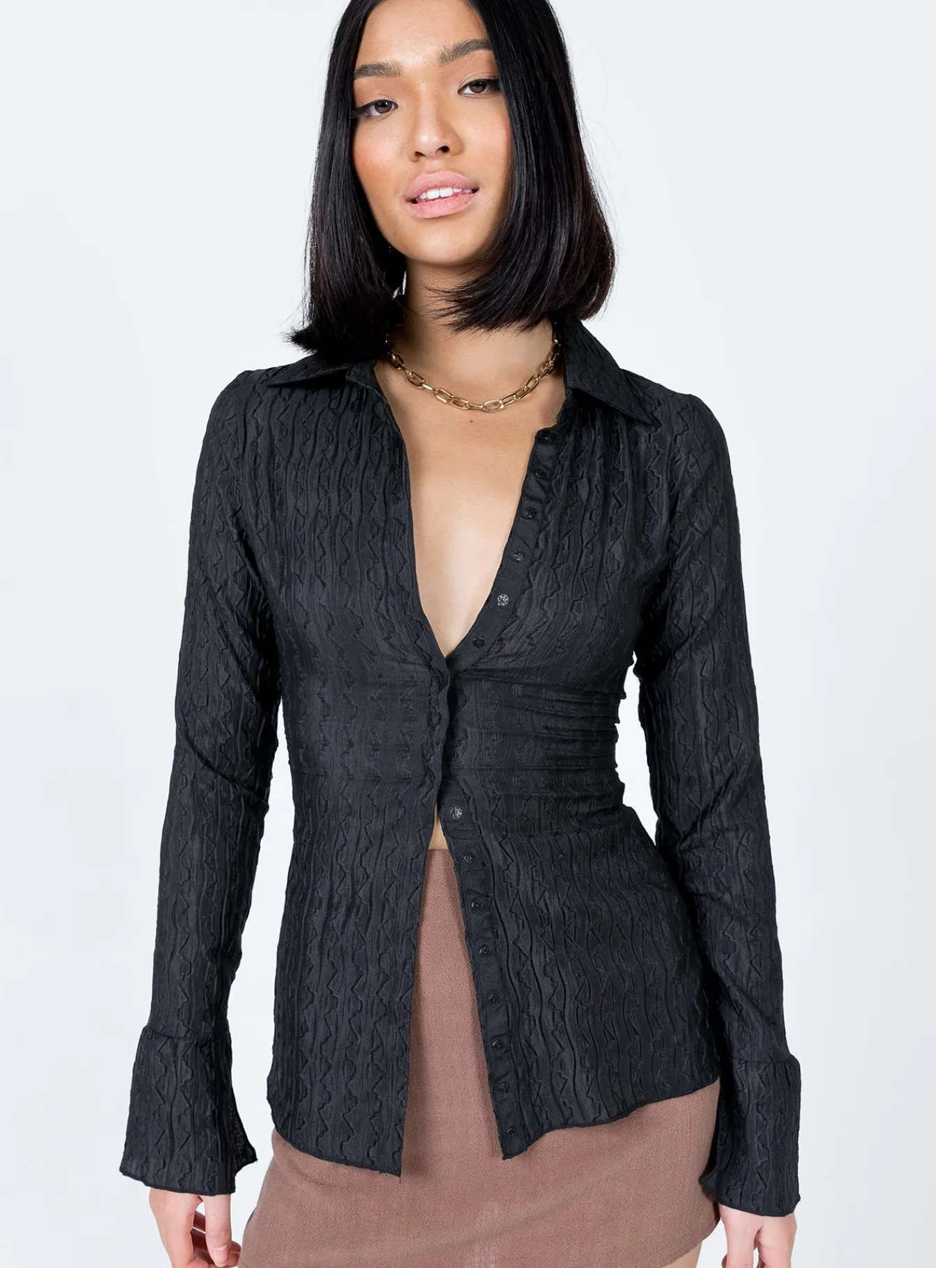 Princess Polly Chrisley Shirt Black Hot