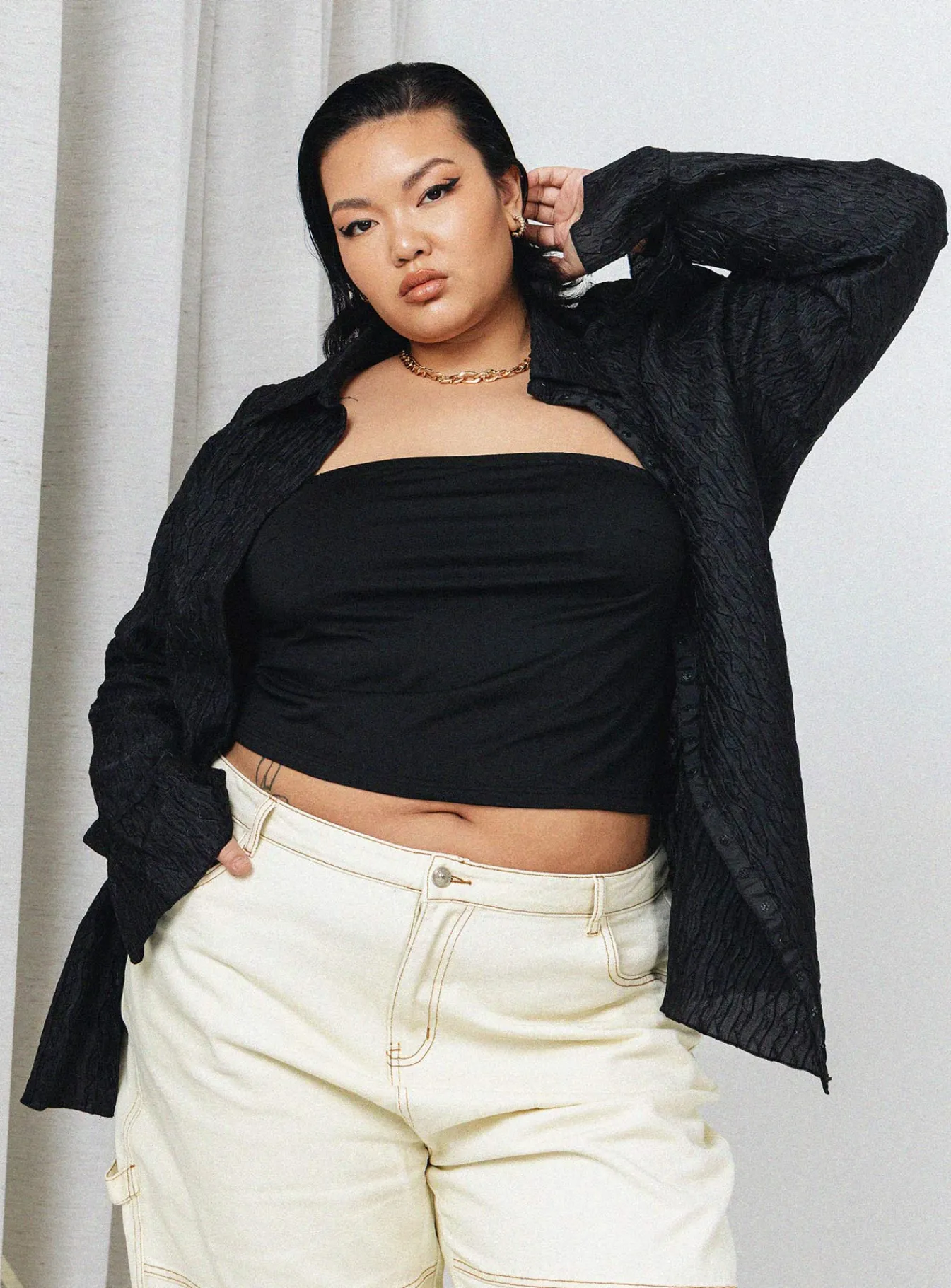 Princess Polly Chrisley Shirtcurve Black Shop