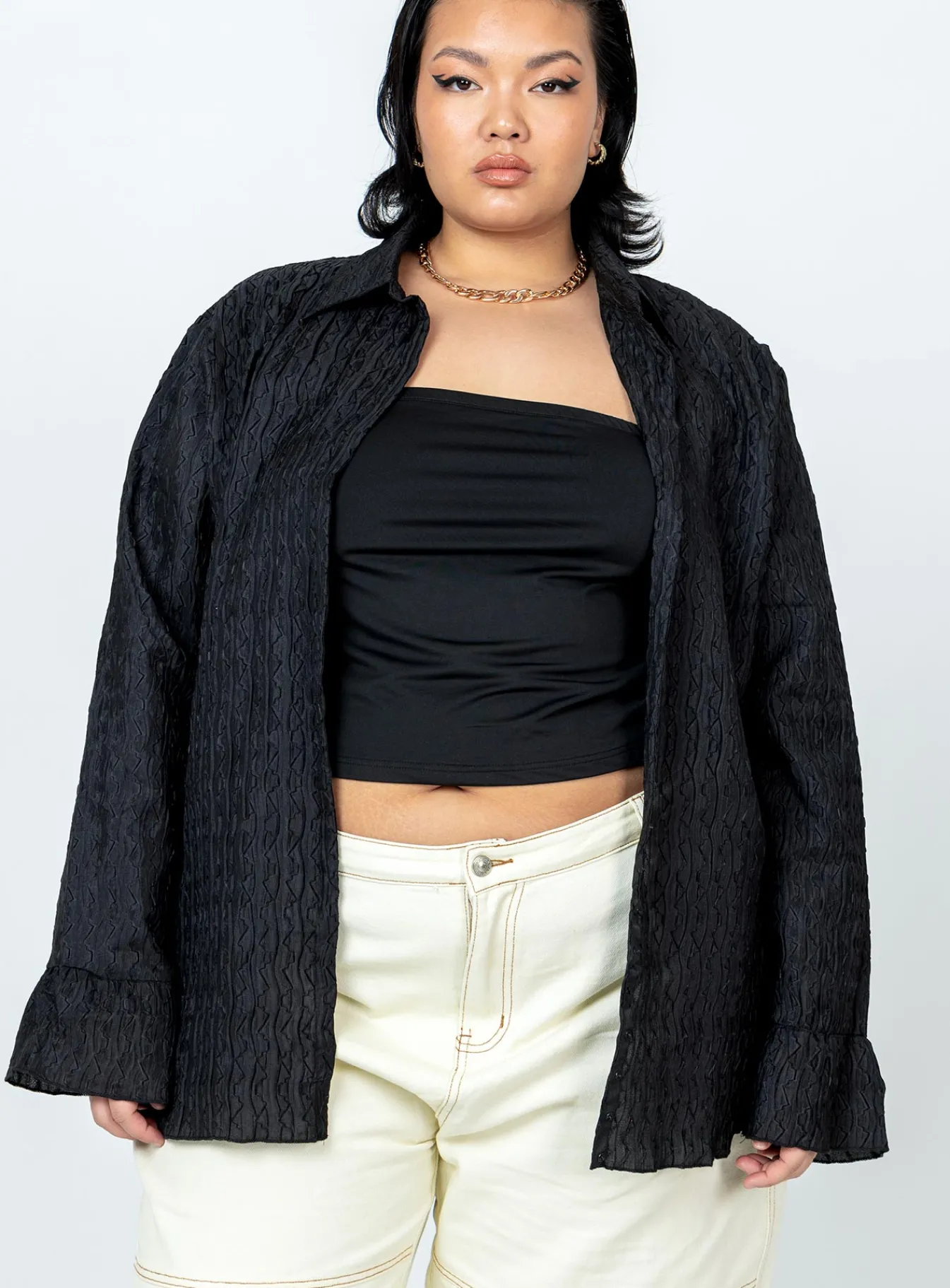 Princess Polly Chrisley Shirtcurve Black Shop