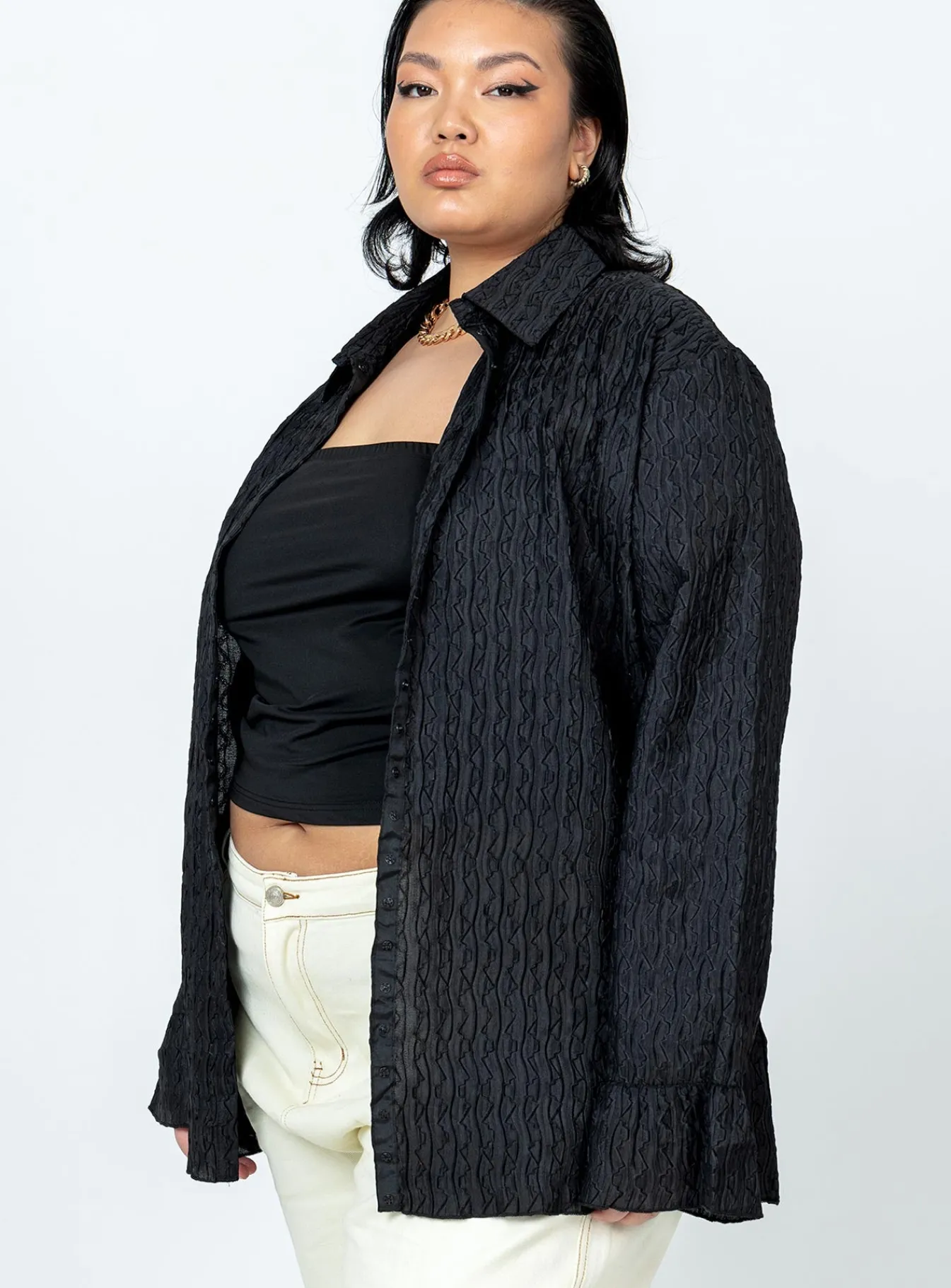 Princess Polly Chrisley Shirtcurve Black Shop