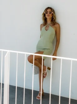 Princess Polly Cindy Mini Dress  Sage Best Sale