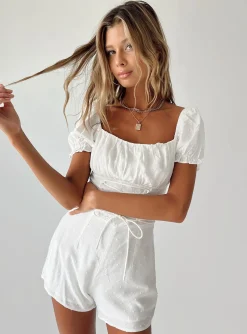 Princess Polly Cinzia Romper  White Flash Sale