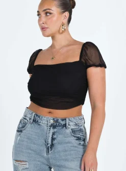 Princess Polly City Lights Crop Top  Black Cheap