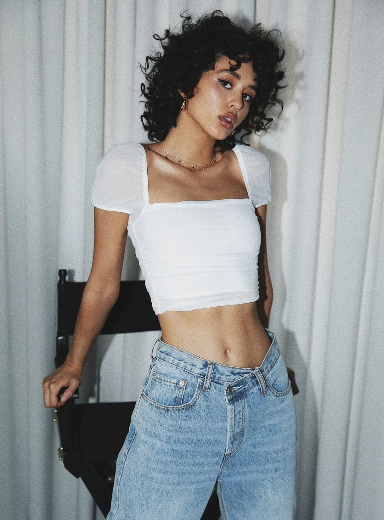 Princess Polly City Lights Crop Top White New