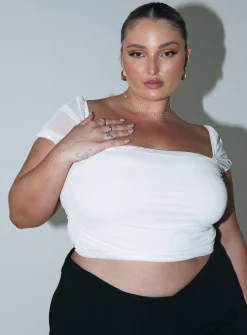 Princess Polly City Lights Crop Topcurve   White Best Sale