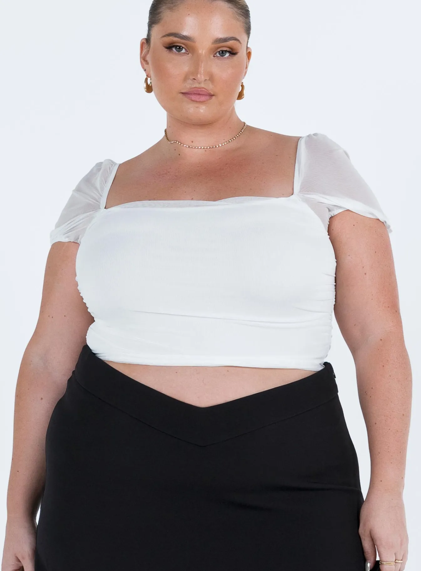 Princess Polly City Lights Crop Topcurve White Best Sale