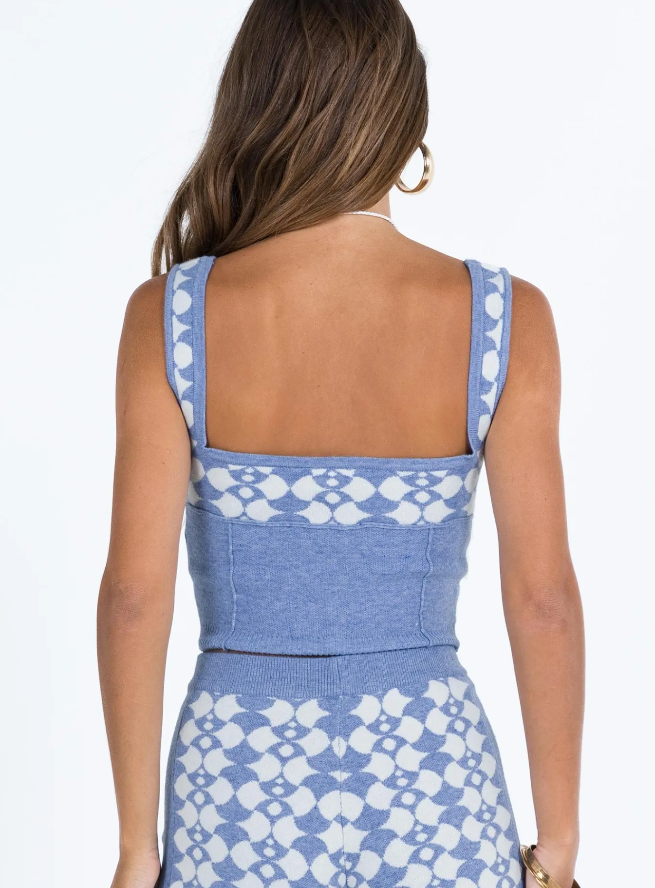 Princess Polly Cizzi Geo Knit Top Blue / White Online