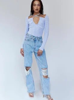 Princess Polly Claire Bodysuit  Blue New