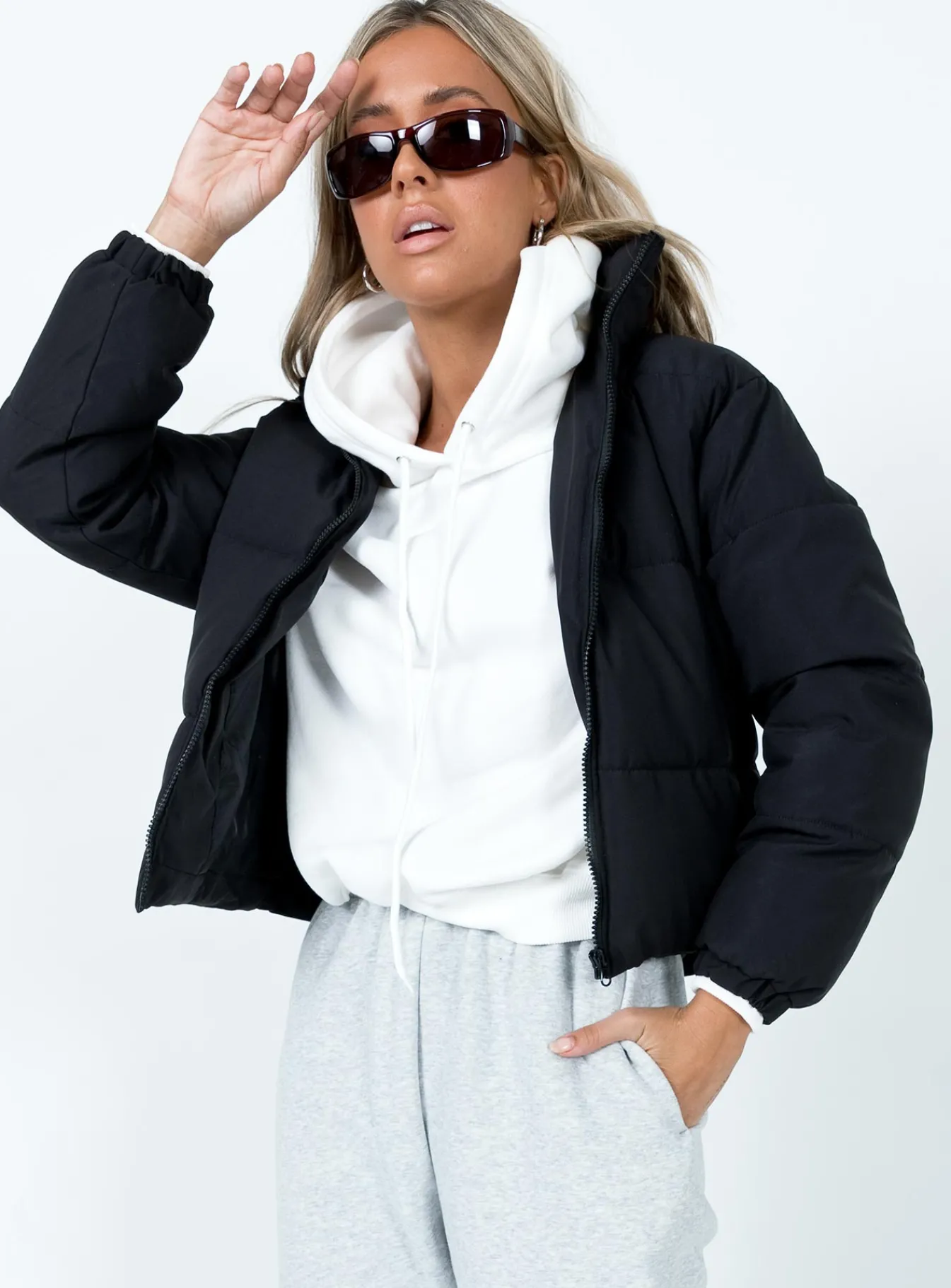 Princess Polly Clarise Puffer Jacket Black Clearance