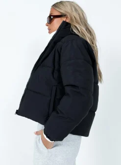 Princess Polly Clarise Puffer Jacket Black Clearance