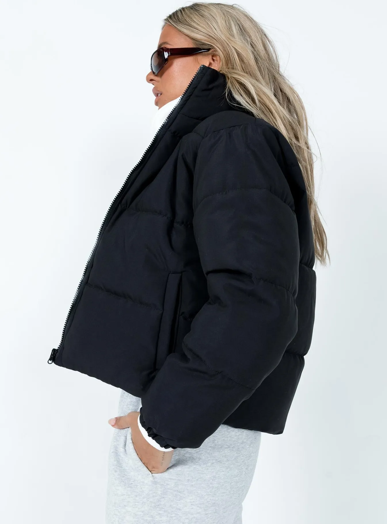 Princess Polly Clarise Puffer Jacket Black Clearance