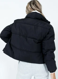 Princess Polly Clarise Puffer Jacket Black Clearance