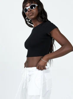 Princess Polly Classic Crop Tee Black New