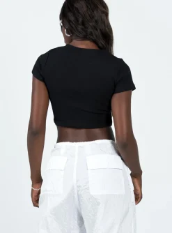 Princess Polly Classic Crop Tee Black New