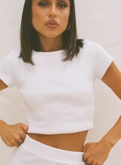 Princess Polly Classic Crop Tee  White Shop