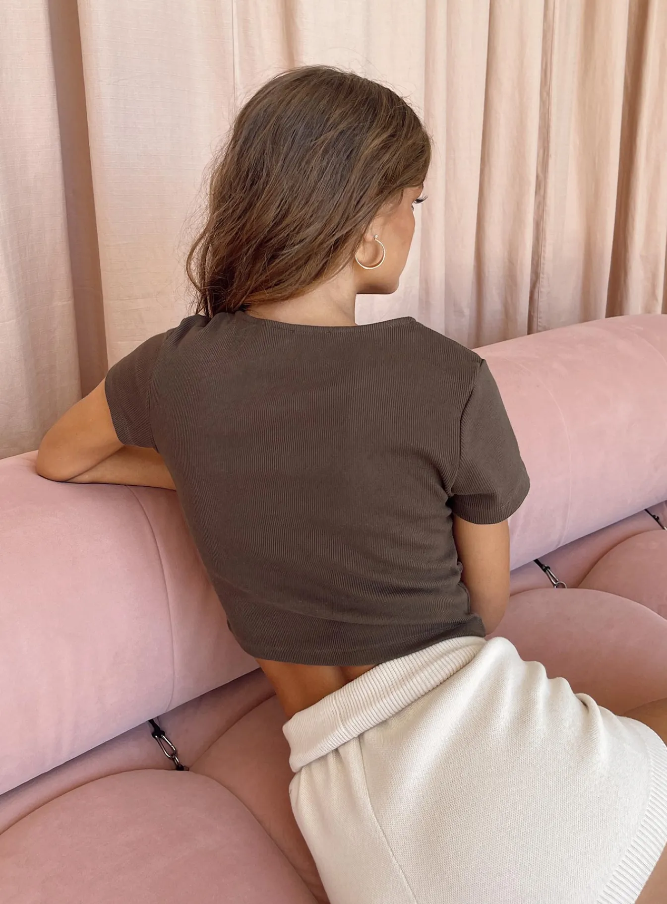 Princess Polly Classic Crop Tee Brown Hot