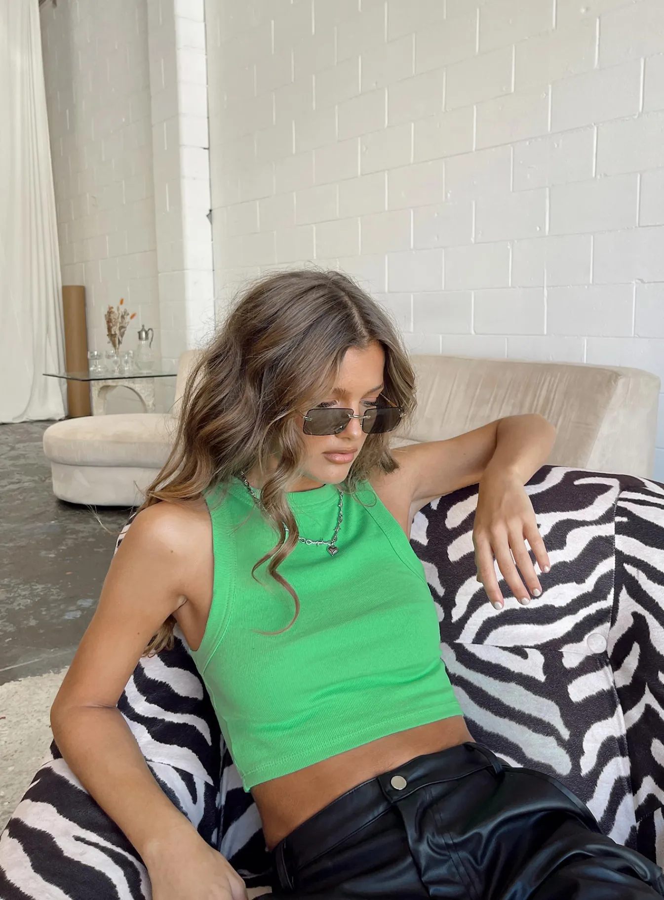 Princess Polly Classic Tank Top Green Shop