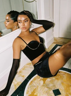 Princess Polly Claude Diamante Mini Skirt Black Outlet