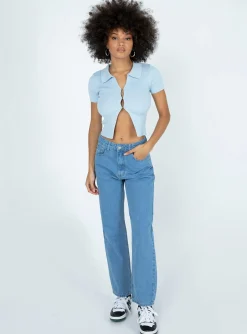 Princess Polly Clayton Top  Blue Best Sale