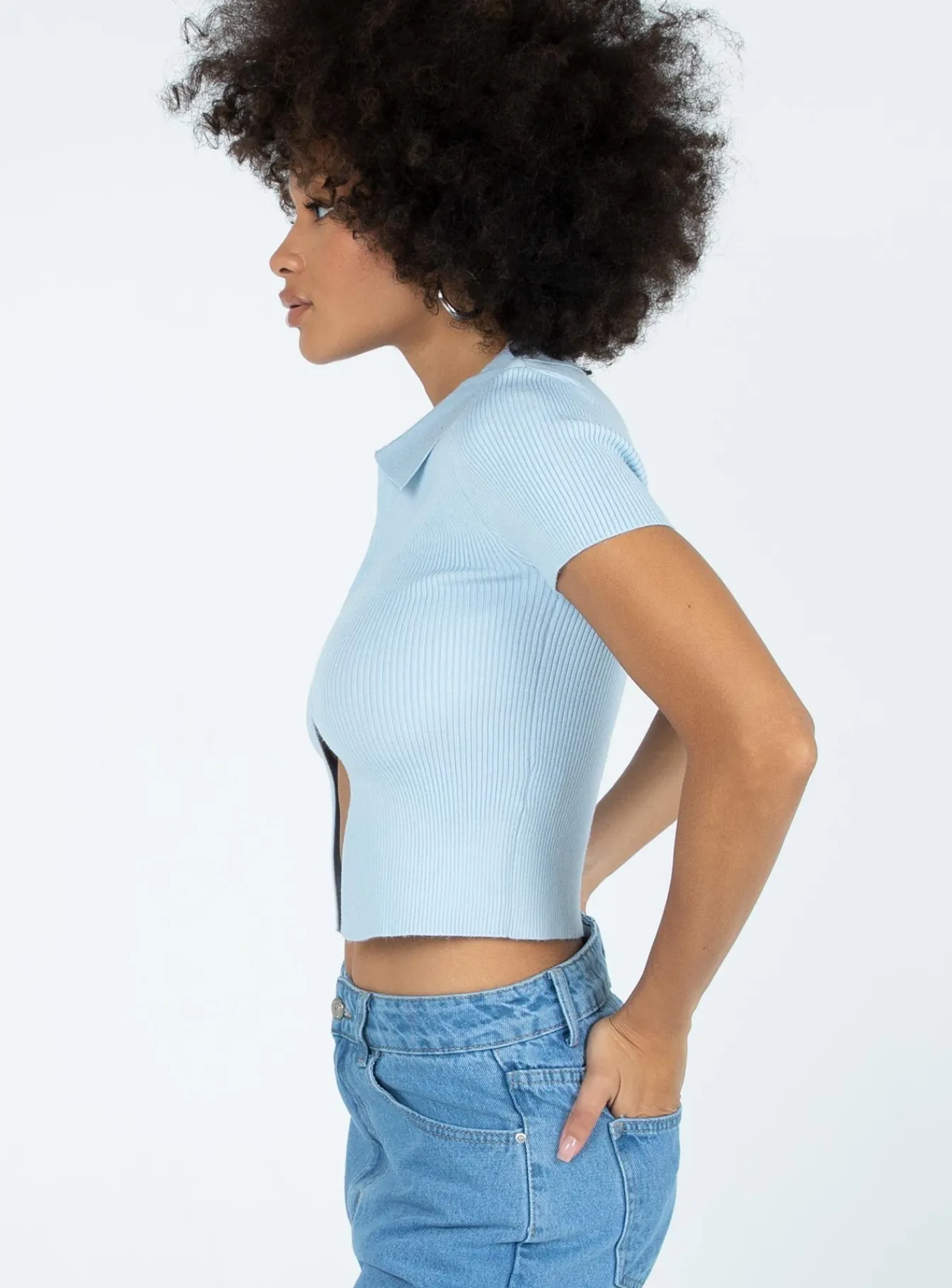 Princess Polly Clayton Top Blue Best Sale
