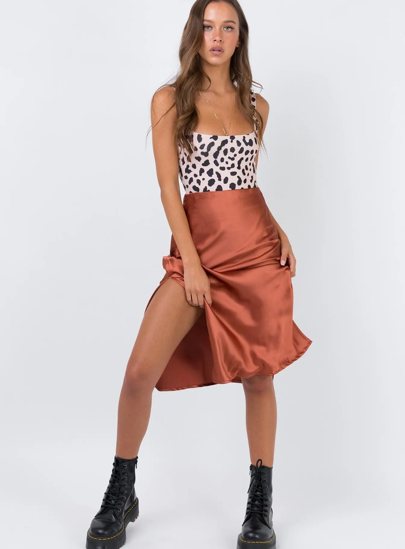 Princess Polly Cleo Lavoe Midi Skirt Rust Discount