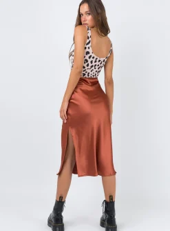 Princess Polly Cleo Lavoe Midi Skirt Rust Discount