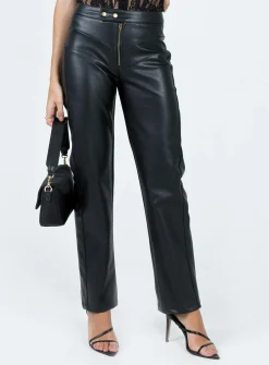 Princess Polly Clipper Pu Pants  Black Cheap