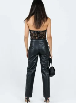Princess Polly Clipper Pu Pants  Black Cheap