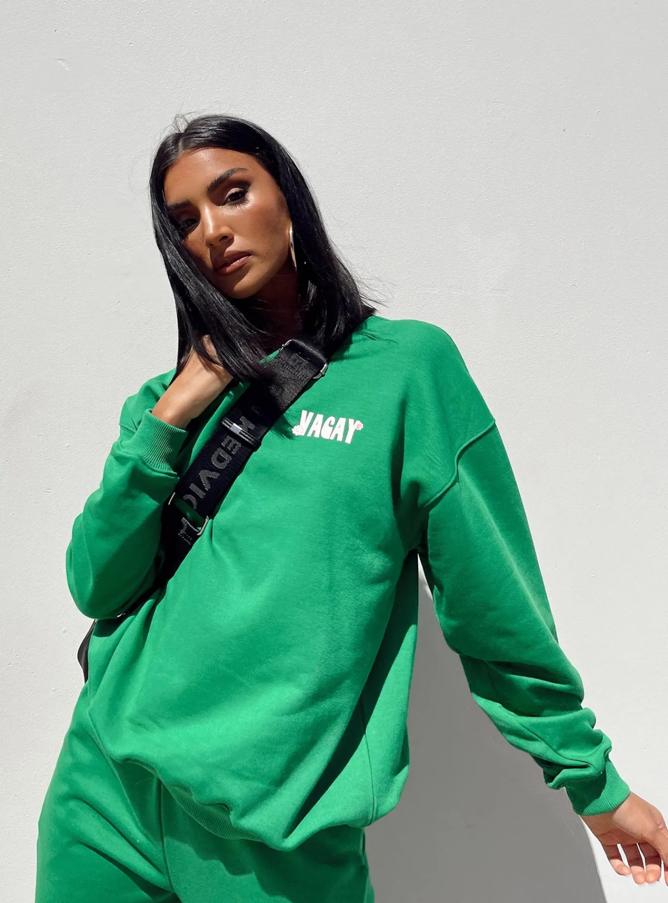 Princess Polly Club Basic Crewneck Sweatshirt Green Cheap