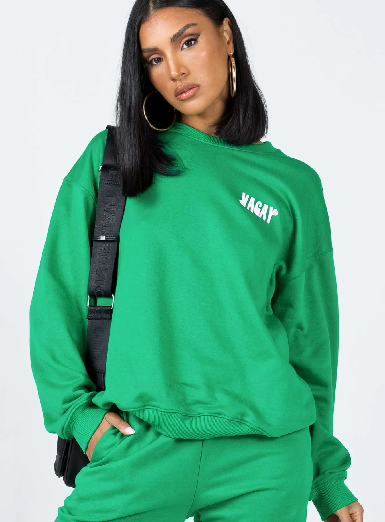 Princess Polly Club Basic Crewneck Sweatshirt Green Cheap