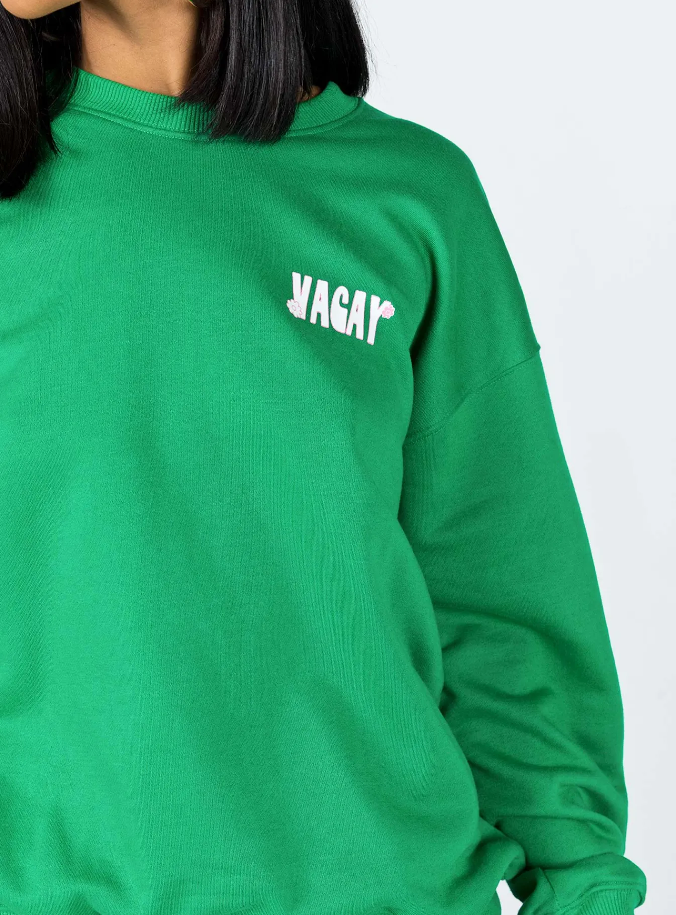 Princess Polly Club Basic Crewneck Sweatshirt Green Cheap