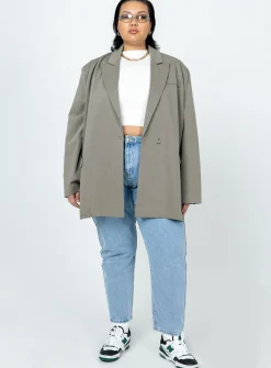 Princess Polly Codi Oversized Blazercurve   Grey Store