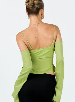 Princess Polly Cold Shoulder Top  Green New