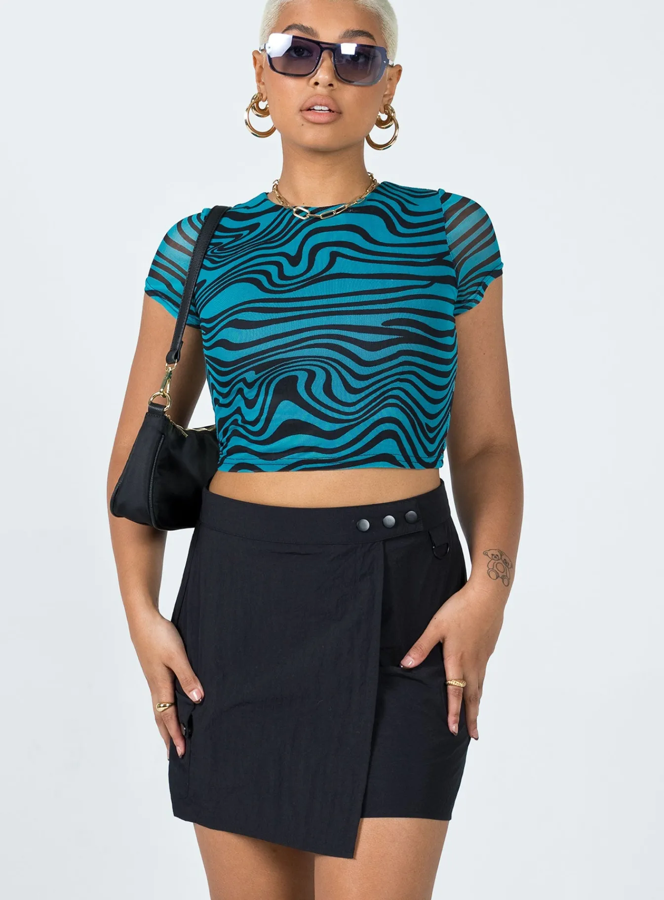 Princess Polly Cole Wrap Mini Skirt Black Sale