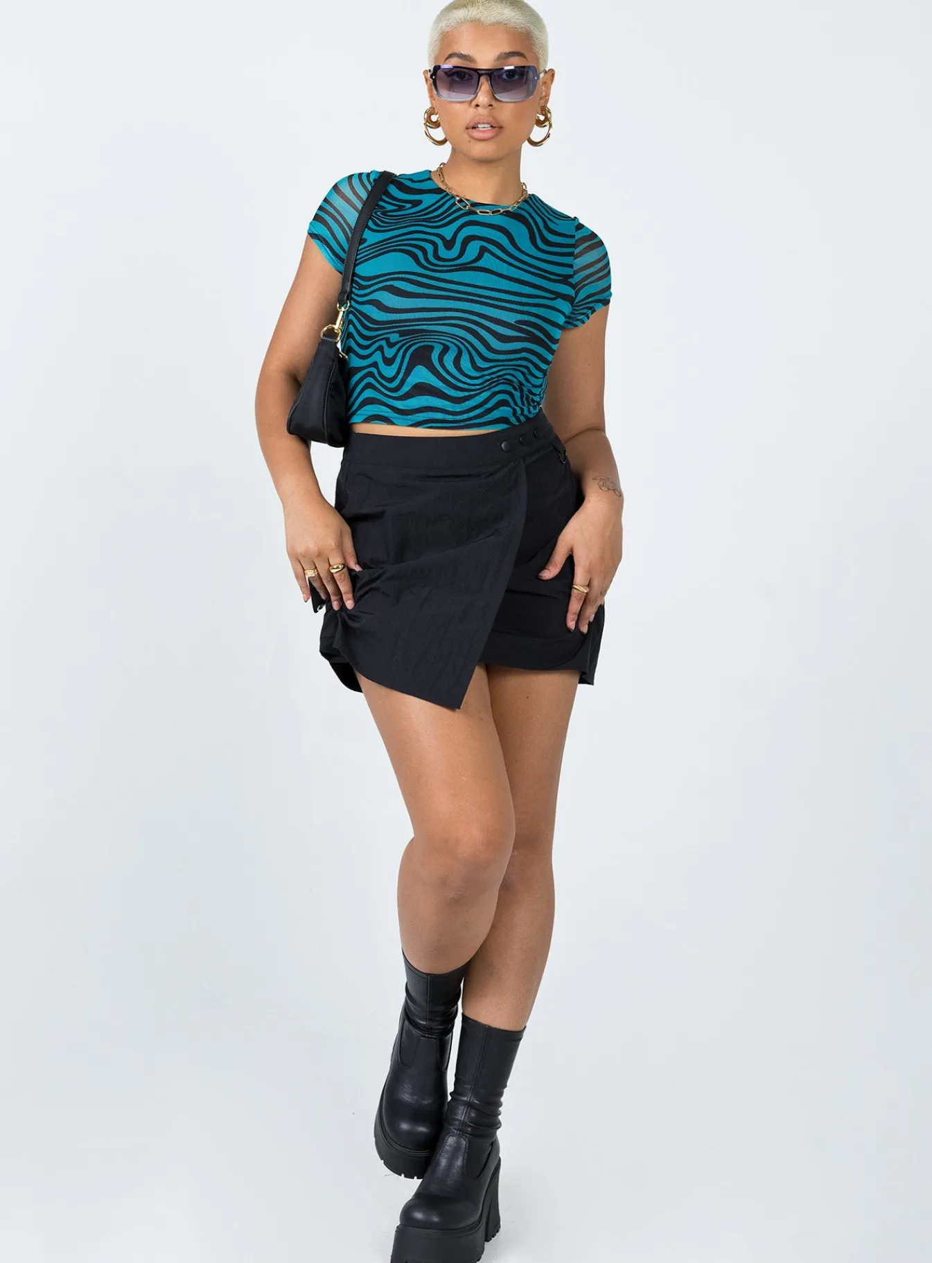 Princess Polly Cole Wrap Mini Skirt Black Sale
