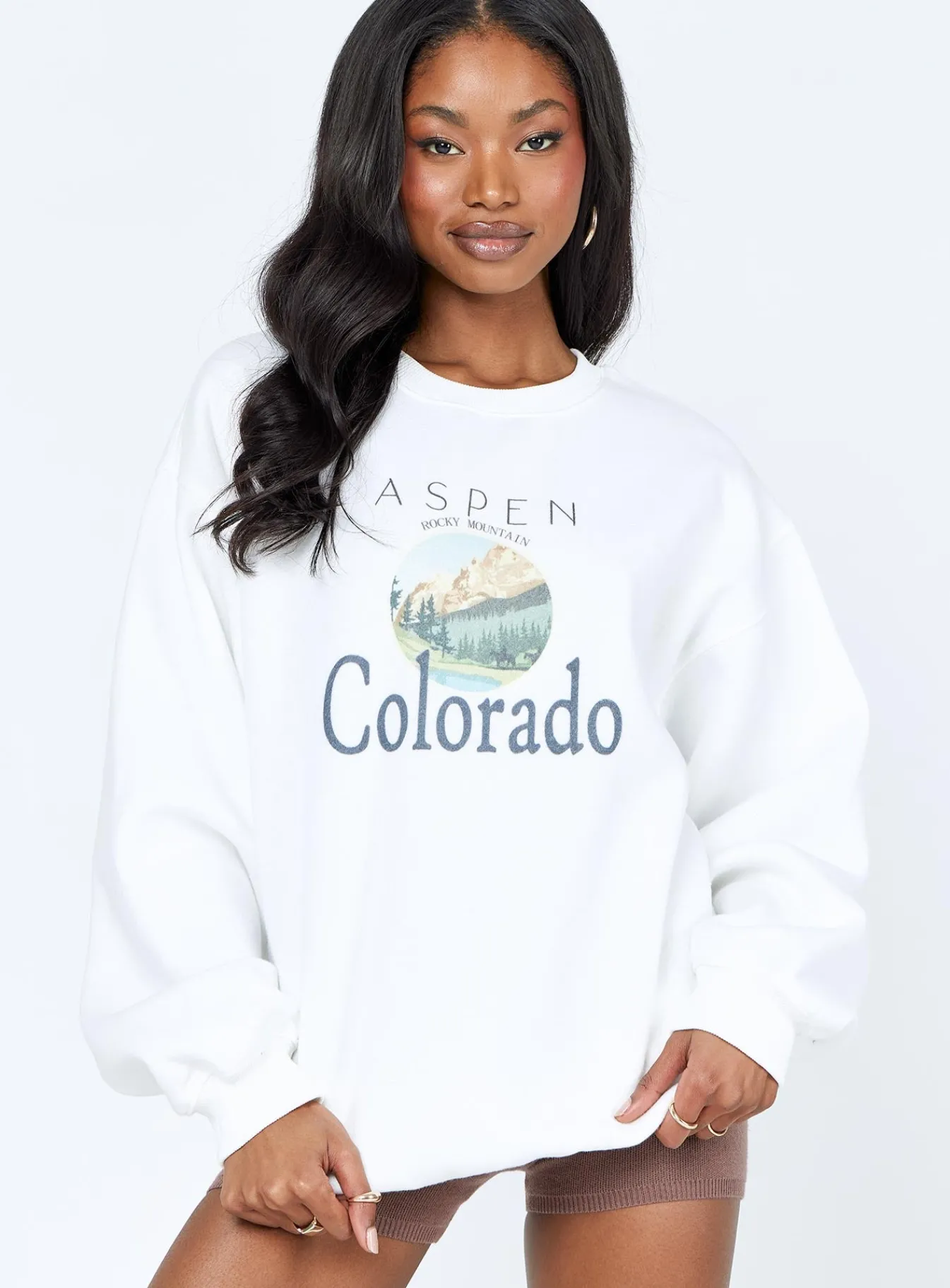Princess Polly Colorado Oversized Crewneck Sweatshirt White Online