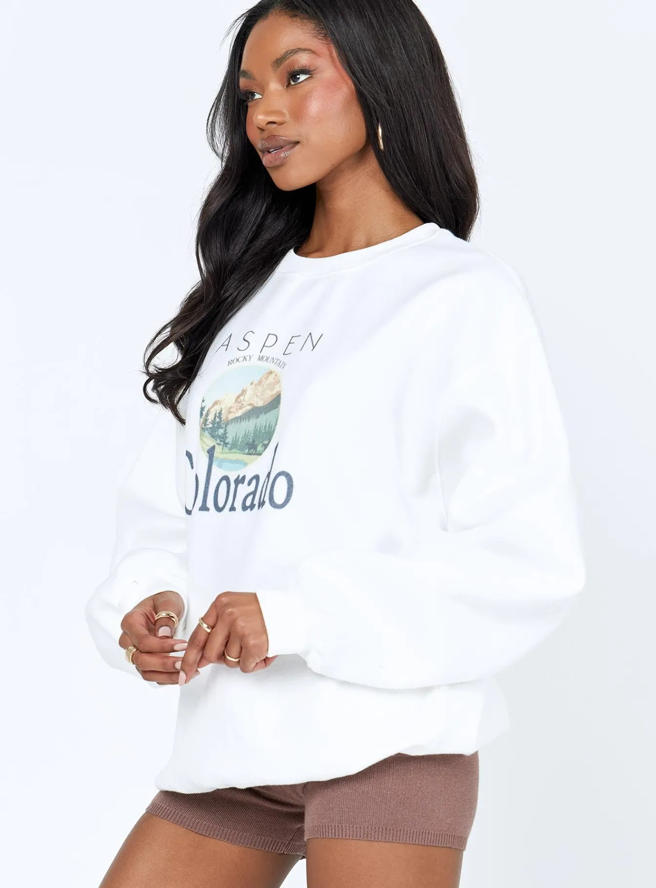 Princess Polly Colorado Oversized Crewneck Sweatshirt White Online