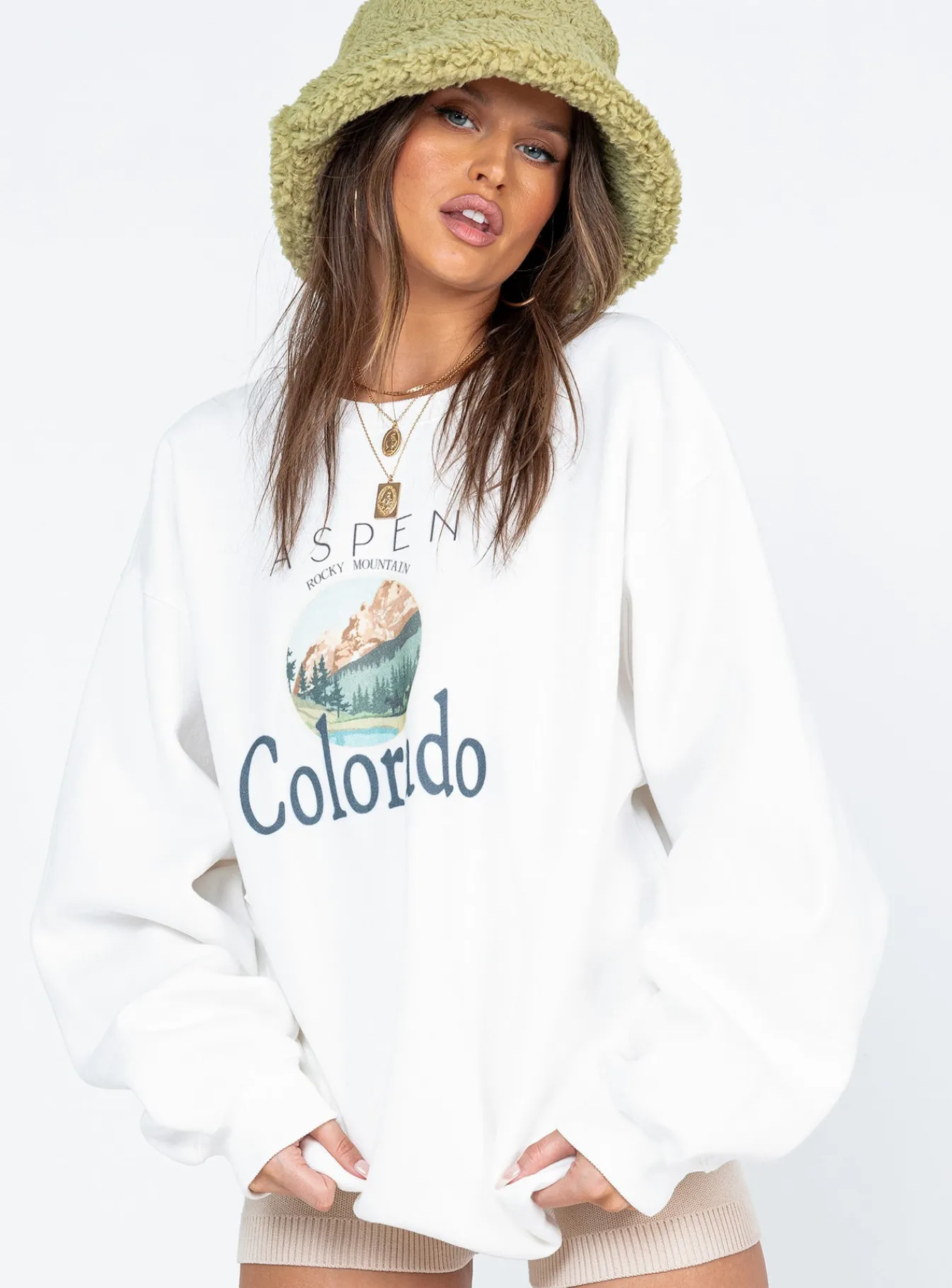 Princess Polly Colorado Oversized Crewneck Sweatshirt White Online