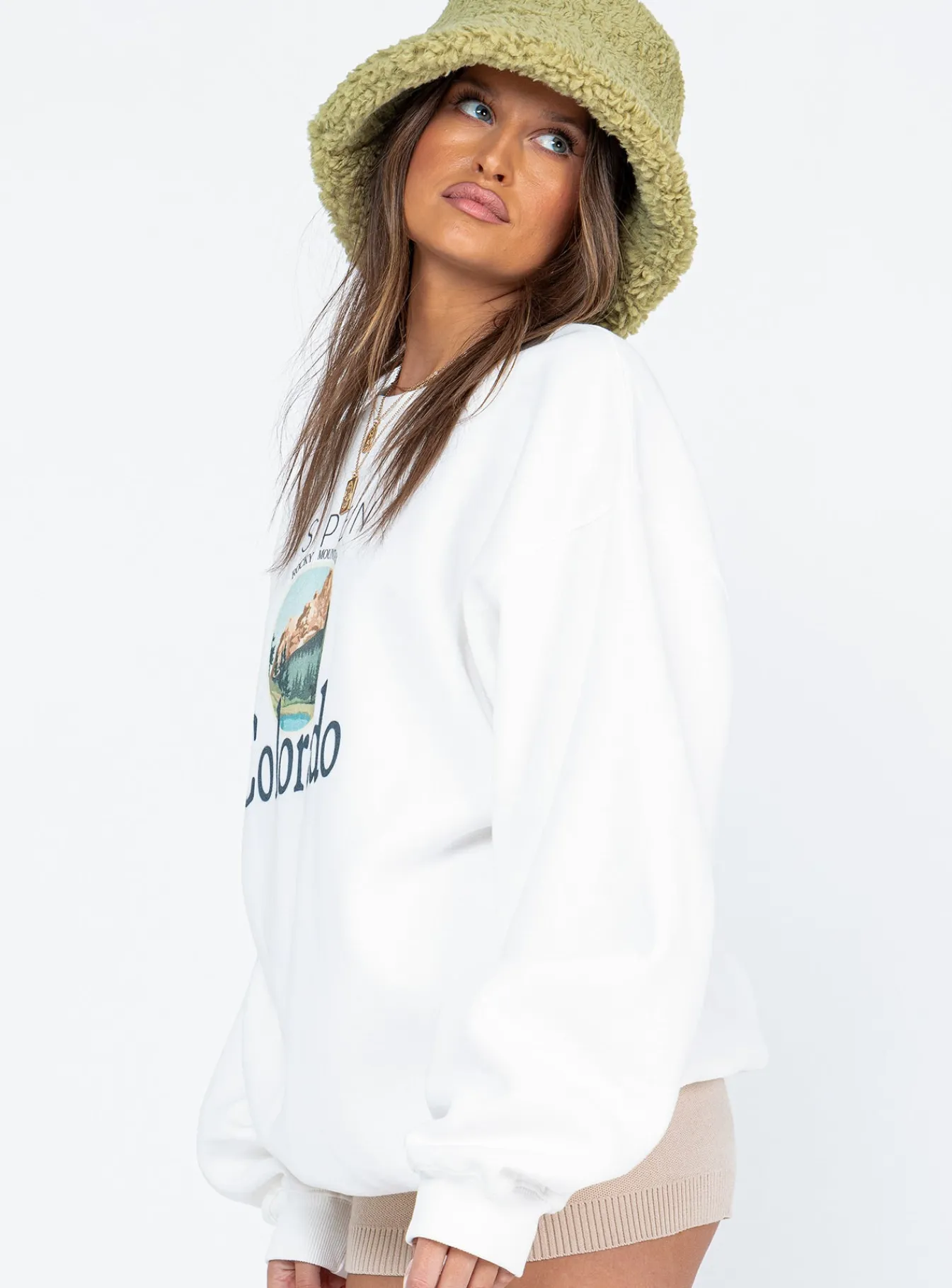 Princess Polly Colorado Oversized Crewneck Sweatshirt White Online