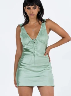 Princess Polly Conlan Mini Dress  Sage Cheap