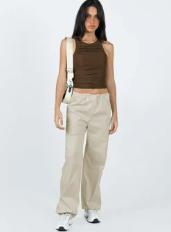 Princess Polly Connels Parachute Pants Beige Clearance