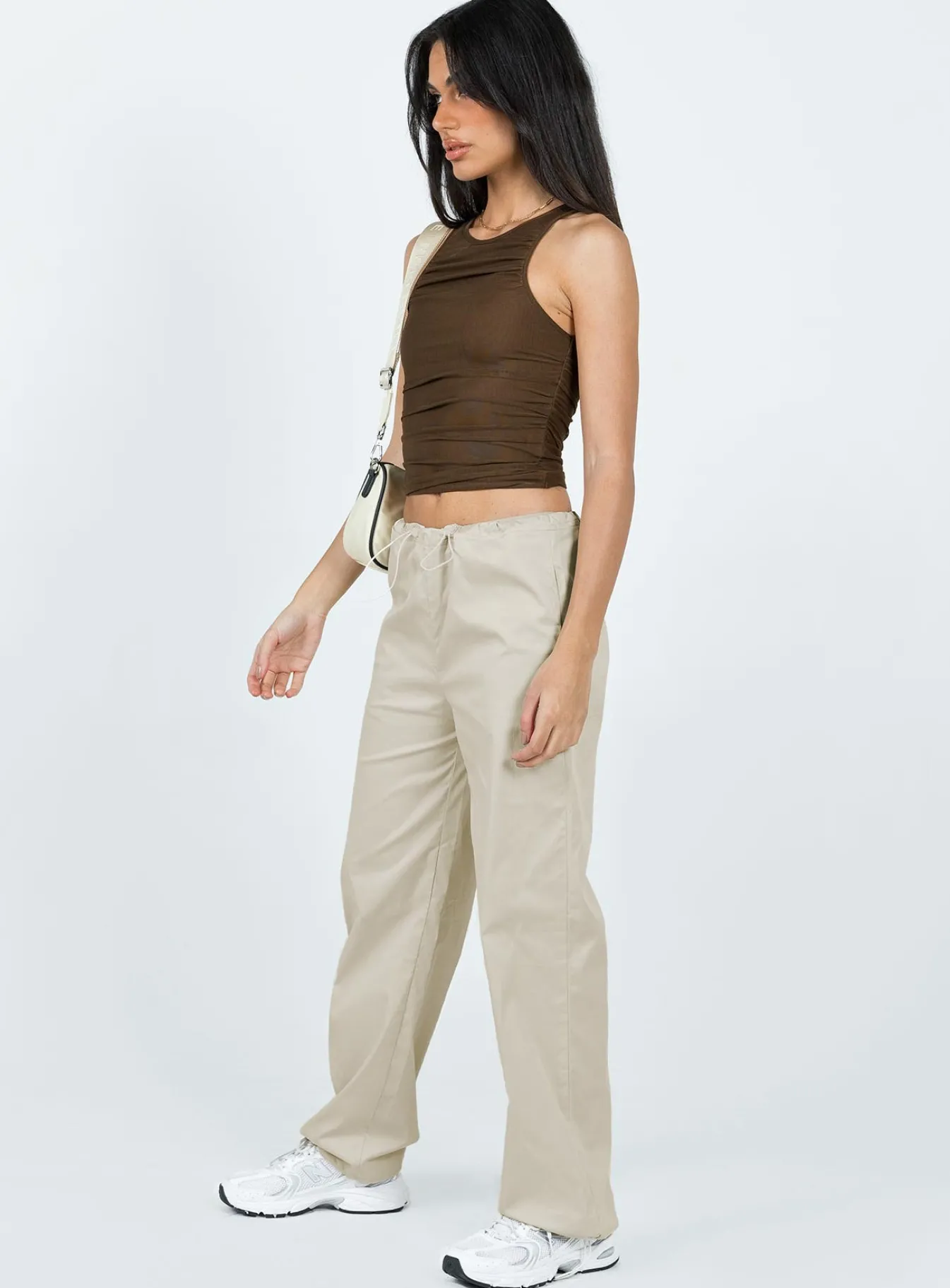 Princess Polly Connels Parachute Pants Beige Clearance