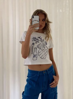 Princess Polly Continental Breakfast Tee  White Hot