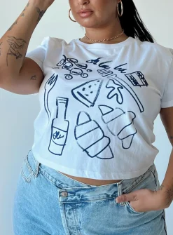 Princess Polly Continental Breakfast Teecurve White Fashion