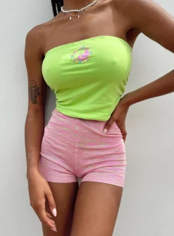 Princess Polly Cooper Space Dye Knit Shorts  Pink Outlet