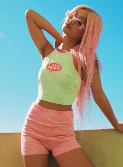 Princess Polly Cooper Space Dye Knit Shorts Pink Outlet